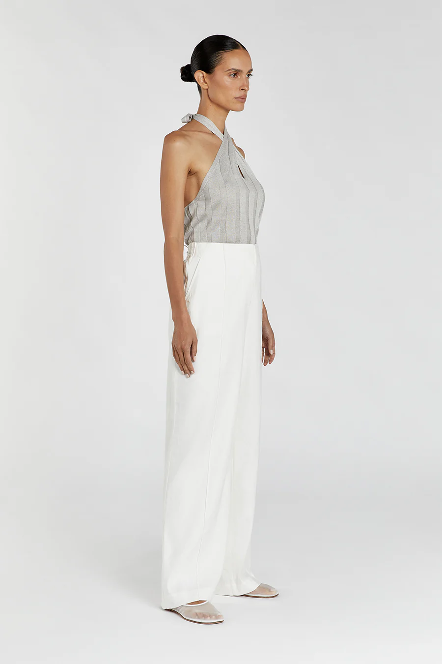 EVERLY SILVER TWIST KNIT  TOP - Image 3