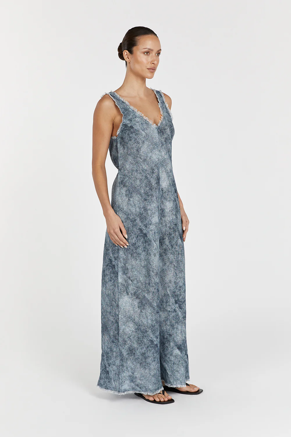 LEON LINEN V NECK SLIP MIDI DRESS - Image 3